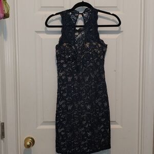 Sequin hearts navy lace dress Sz 9